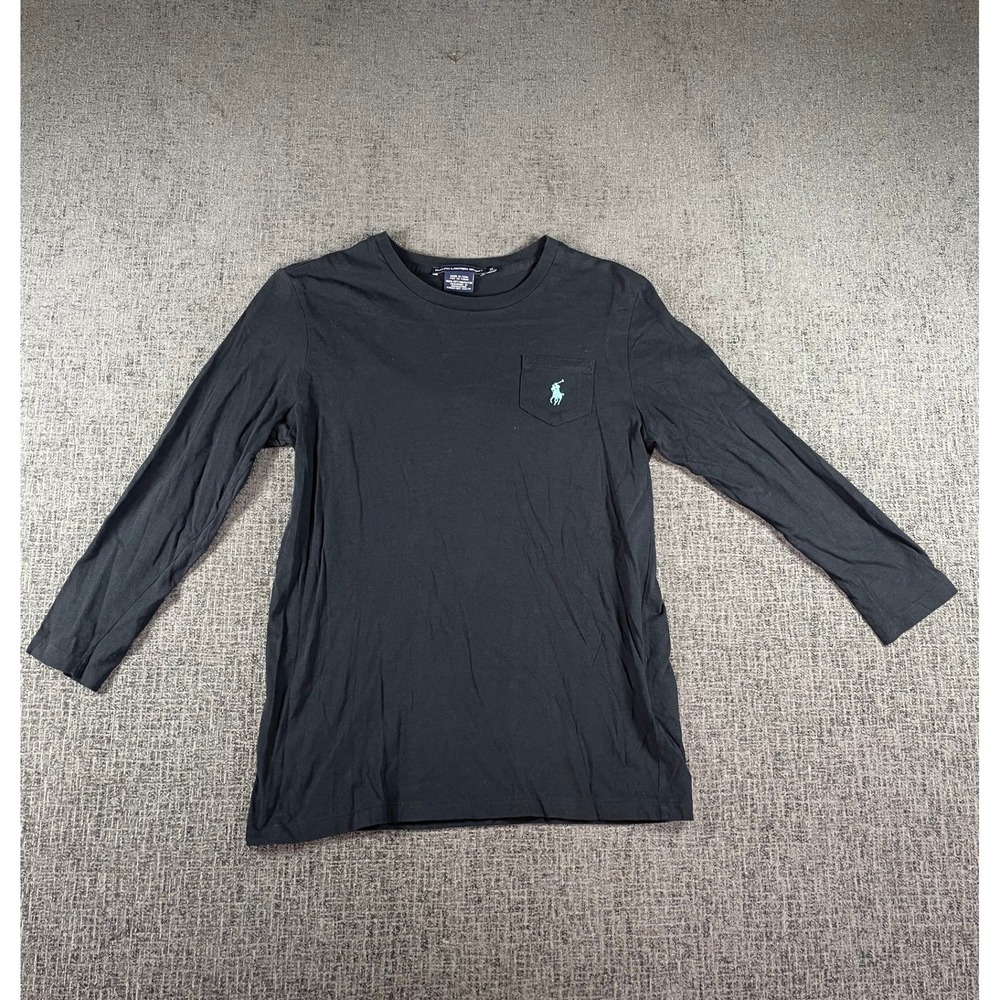 Ralph Lauren Sport Mens Black Long Sleeve Pocket T-Shirt Embroidered Pony Size M